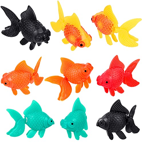 Sumind 20 Pieces Fake Plastic Fish Floating Artificial Aquarium Fishes Realistic Artificial Moving Colorful Goldfish Fake Goldfish Decoration Ornament for Aquarium Tank