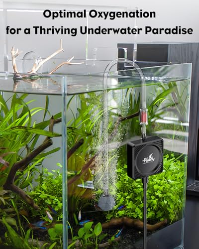 Pawfly Nano Silent Aquarium Air Pump, Mini Bubbler with Accessories, 1.3 W Portable Oxygen Aerator for 1-15 Gallon Fish Tanks, 450 mL/min - size: Air Pump Set