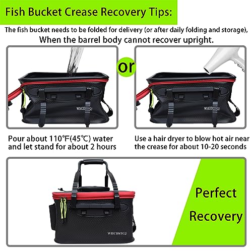 Fishing Bucket, Multifunctional Foldable Portable Fishing Bucket, and 8 Gallon EVA Fish Bucket are Suitable for Storing Live Fish and Fresh Fish Bait. (size8gallon) - color: Black, size: size8gallon