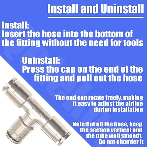 Pneumatic Push To Connect Fittings Heavy Duty Tee Quick Air Fittings 3/8 inch x 3/8 inch Tube OD Nickel Plated Brass Quick Connect Fittings PE-3/8 (5 Pack) - size: 3/8" OD(5Pcs), style: Tee