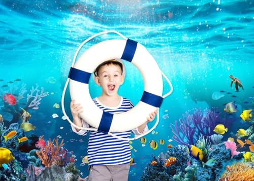 Deep Sea Underwater Backdrop 12x10ft Under The Sea Blue Ocean Sunlight Seabed Aquarium Photography Background, Turtle Tropical Fish Coral Diving Birthday Party Photo Studio Props - color: Blue1, size: 12x10ft