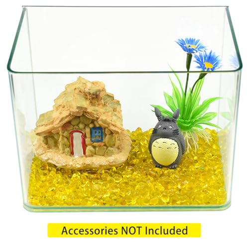 Glass Stones, 1Lb/460g Irregular Sea Glass Pebbles Non-Toxic Artificial Gemstones for Vase Filler/Terrarium Flowerpot Aquarium Turtle Tank Decoration/Handcraft Making, Yellow - color: Yellow