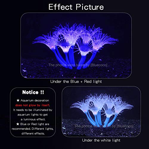 Artificial Flowers Soft Silica Gel Moves Naturally with Water Flow, Aquarium Decorations Glow in The Dark, Glowing Coral Ornaments for Fish Tank Decorations (Blue, Sunflower) - color: Blue