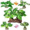 GOZILLA Silk Fish Tank Plants,Reptile Artificial Plant,Reptile Plants for Terrarium,Aquarium Decorations Accessories Set,Resin Driftwood Silk Aquarium Plant for Fish Tank.(5PCS/A-Set)