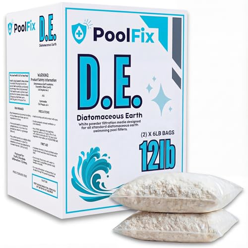DE Pool Filter Powder – Diatomaceous Earth Pool Filtration Media – DE Filter Powder for Water Clarity - 12LB Bags for Crystal Clear Swimming - size: 12 Pounds