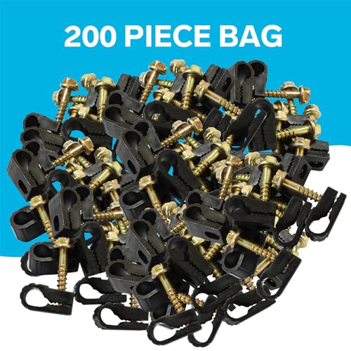 STEREN Coaxial Cable Clips - Cable Holder - Siding Clips for Hanging - Cord Holder for Desk - Cable Clamps - Cord Clip - Wire Organizer Clips - Tv Mount Screws (Black, 200 Count - Single Screw) - color: Black, size: 200 Count - Single Cable