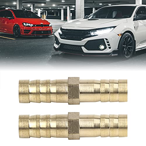 X AUTOHAUX 8mm Brass Barb Hose Fitting Straight Union Connector for Air Water Gas Oil 5pcs - size: 8mm