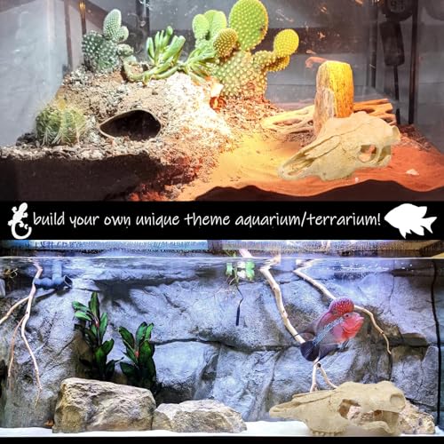 Aquarium Skull Décor Fish Hideout Cave Decorations Betta Tarantula Reptile Snake for Terrarium Ornament Dinosaur Animal Large Bones Halloween - color: Goat