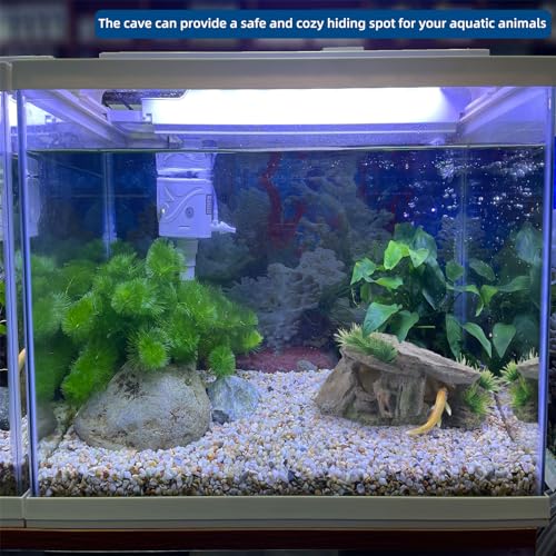 Betta Fish Hideout Cave Aquarium Rock Decor for Small Tank – 5.5 x 2.9 x 2.9 Inches Shelter for Betta Fish Guppies Shrimp with Natural Stone Look Lightweight Resin