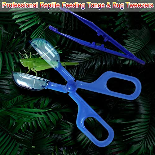 Feeding Tongs,Bug Tweezers for Kids Adults, Reptile Feeding Tweezers Long Handle Feeder Tools for Fish Aquariums Reptiles Snakes Lizard Gecko Spider and Bird (Blue)