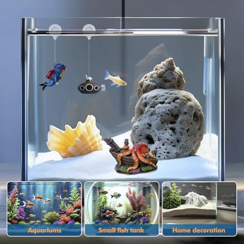 3Pcs Small Fish Tank Decor: Octopus Decorations and Floating Fish Tank Decoration for Small Aquariums