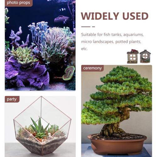 Veemoon 4 Pcs Fairy Garden Accessories Windows and Door Set, Synthetic Resin 2.36x1.97x0.79 Inch Aquarium Decor, Fish Tank Micro Landscape Flower Pot Home Office