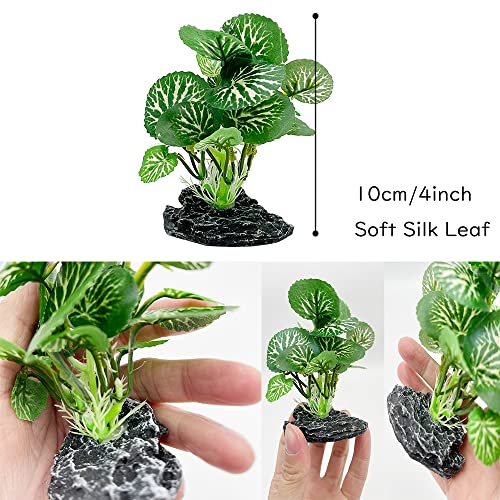 Aquarium Plants Betta Fish Tank Decorations 4inch/2pcs Soft Silk Artificial Plant Goldfish Waterscape Fish Hides Snake Tank/Reptiles Plants(A-2pcs Set/Green)