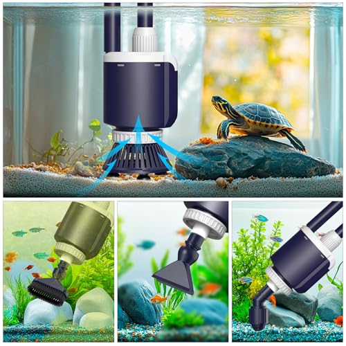 AQQA Fish Tank Cleaner,DC 34W/600GPH Adjustable Water Flow Aquarium Gravel Vacuum,Multi-Filtration Purifies Water Electric Cleaning Kit for Water Change Water Circulation Wash Sand Gravel 110V-240V