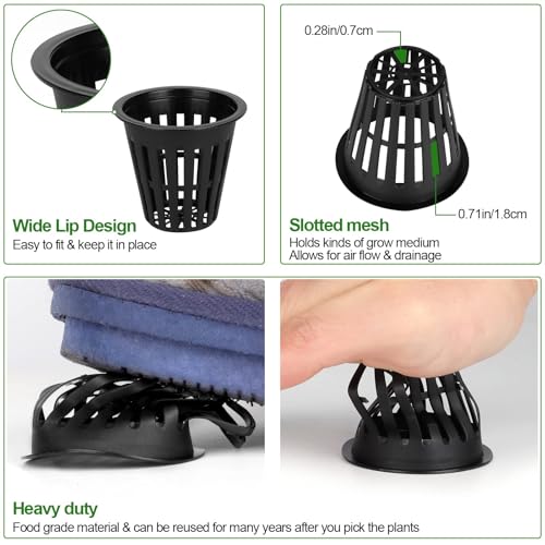 25-Pack 3-Inch Net Cups with 20 Plant Labels - Perfect for Aquaponics, Mason Jar Hydroponics, Kratky Method, and Orchid or Vegetable Gardening - Durable Slotted Mesh Insert for Optimal Growth