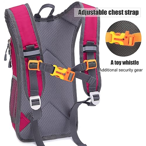 Ivygreen Kids Hydration Backpack, Hiking Backpack for Boys or Girls with 1.5L Water Bladder - color: Rose Red, size: Medium