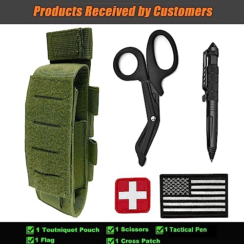 Upgrade 1000D Laser Cut Molle Tourniquet Holder, Heavy Duty Tactical Molle Tourniquet Pouch Holder - color: SET-GREEN