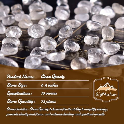Polished Clear Quartz Crystals - 72 Pcs, 0.5" 10 oz Handpicked Natural Tumbled Gemstones Rocks, Pebbles for Reiki, Chakra, Healing Home Decor - color: Clear Quartz, size: 0.5"