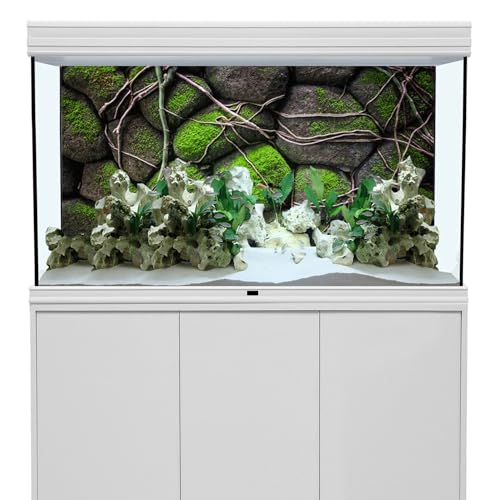 AWERT 72x24 inches Stone Aquarium Background Rock Fish Tank Background Rocky Terrarium Background Vinyl - size: 72x24in/180x60cm