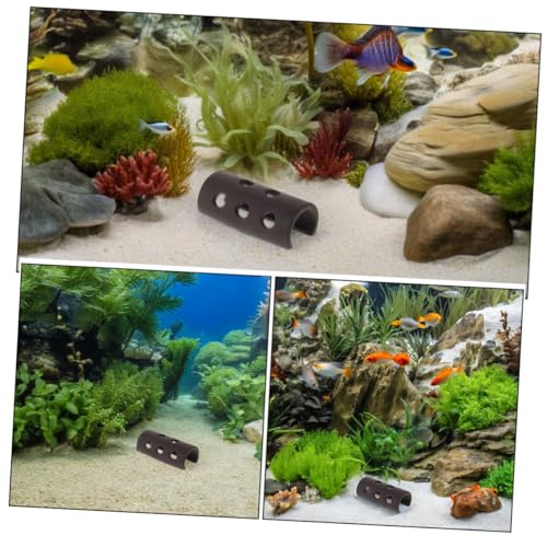 2pcs Aquarium Shrimp Hide Cave and Betta Fish Breeding Shelter, Ceramic Fish Tank Decorative House for Hiding and Spawning, Red Clay Tree Stump Design, Suitable for Freshwater