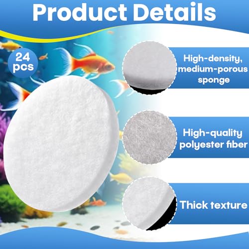 24-Pack Fine Filter Water Polishing Pad, Reliable, Efficient, and Quick-Cleaning Filter Cotton for Aquarium Maintenance