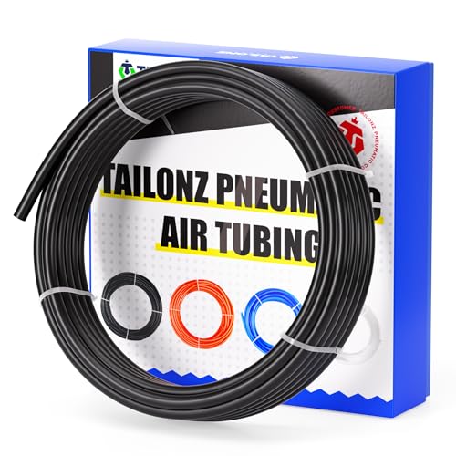 TAILONZ PNEUMATIC Black 1/4 Inch OD 10 Meters PU Air Tubing Pipe Hose Pu Air Hose for Air Line Tubing or Fluid Transfer - color: Black-PU, size: 1/4'' OD/32.8ft/10m