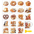 Peacoblue 18 Sheets Rub on Transfers for Crafts, Various Breads 3.6"x3.9" UV DTF Cup Wraps Waterproof Cold Transfers Stickers for Wood Glass Metal Cup Tumblers Mirrors Mugs Home Decor - style: Various Breads