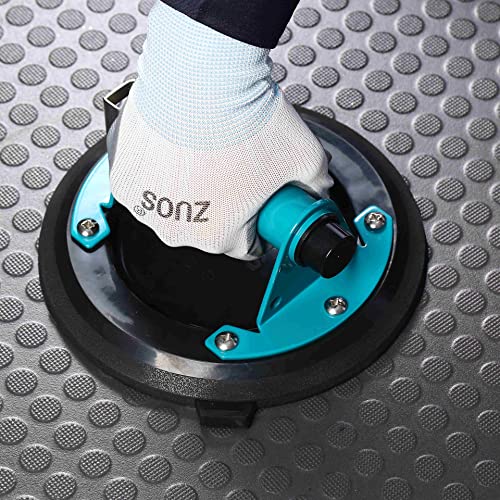 ZUOS 8" NEW Glass Suction Cup for Granite & Glass Lifting, (Suitable for flat and rough surfaces) Vacuum Suction Cup with Metal Handle and ABS Pump,350lbs Load Capacity (suction cup-B)