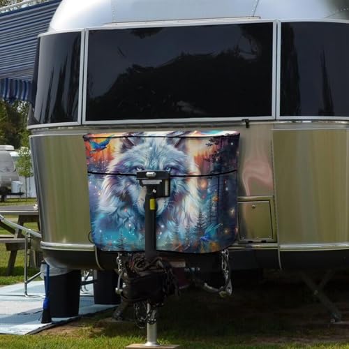 Blue Wolf RV Propane Tank Cover Double 20LB Camper Propane Tank Cover Protector Sun Protection Propane Tank Covers with Zipper Closure - color: Blue Wolf, size: Small-Double 20LB
