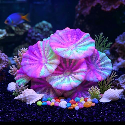 ZtohPyo Aquarium Glowing Silicone Musfroom Coral Ornament for Fish Tank Landscape Decoration, Artificial Glow in The Dark Soft Aquarium Plant for Aquarium Decor Accessories - color: Musfroom Coral