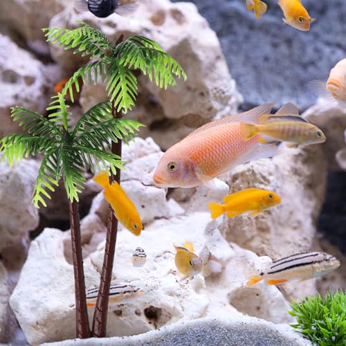 BESPORTBLE Palm Tree Decor Simulation Tree Miniature Tree Landscape Fish Tank Landscaping Plant Tree Prop Model Decoration 5Pcs (Green)