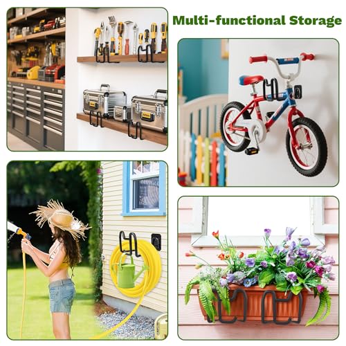Garden Hose Holder Wall Mount - Metal Hose Hanger with Hook Heavy Duty Garden Hose Reel Sturdy Water Hose Holders for Outside Yard Lawn Storage - color: 1pc Black