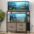 Heybly 20-29 Gallon Fish Tank Stand, Aquarium Stand with Drawer, Power Outlet, Heavy Duty Metal Frame, for Fish Tank, Turtle & Reptile Terrarium, 31.5" x 15.7" Top, 330lbs, Rustic Gray HAS001SG - color: Greige, size: 20-29 gal