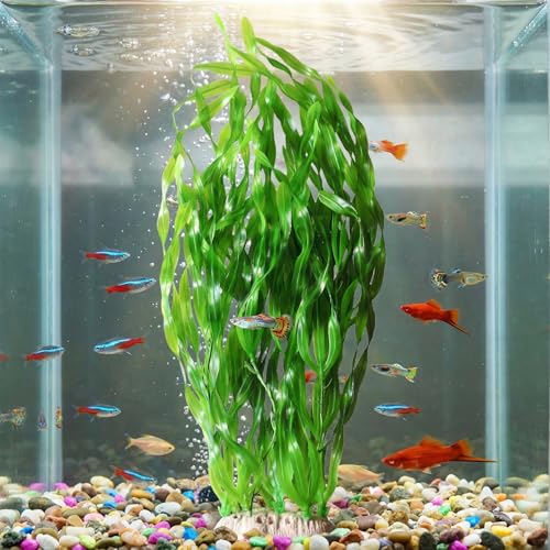Tall Green Long Leaves Aquarium Décor Plastic Plants Fake Plants Artificial Plants Large 20 Inches 6502
