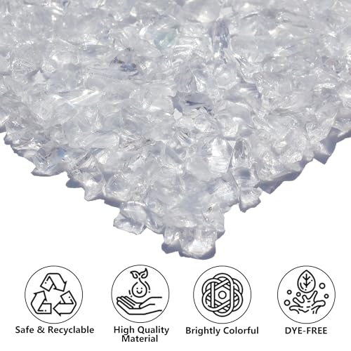 Crushed Glass for Resin Art, DIY Crafts, and Home Decor - 2.1LB White Broken Glass Pieces 3-6mm, for Vase Fillers, Tabletop Fire Pit, and Aquarium Rocks - color: White