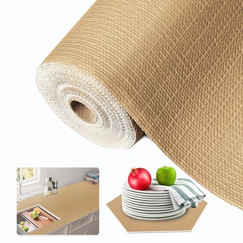 Beautysaid Shelf and Drawer Liner for Kitchen Cabinet, Non Adhesive Non Slip Shelf Paper Waterproof Washable Thickened for Dresser Pantry Shelve Bathroom Protector Liner(Beige,12 in x 10 FT) - color: Beige, size: 12"W x 118"L
