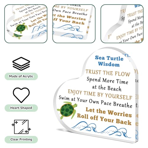 Gifts for Sea Turtle Lovers Women Men Inspirational Desk Sign Turtle Gifts for Turtle Lovers Motivational Acrylic Plaque for Coworker Friends Family Daughter Son Christmas Graduation Desk Decor Signs