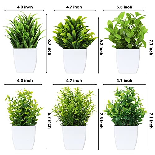 12 Pcs Fake Plants Small Artificial Faux Plants for Shelf Mini Plastic Potted Greenery for Home Office Desk Bathroom Bedroom Indoor Decor(White Pot,Green)