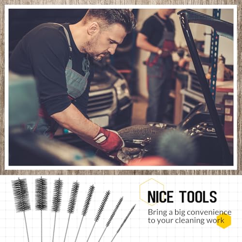 Baderke 16 Inch Long Pipe Cleaning Brush Stainless Steel Bristles Pipe Cleaning Brush Bore Brush Bristles Wire Brush (8 Pcs)