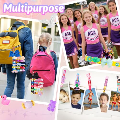 80 Set Cheer Pins Spirit Clips Clothes Wooden Pins for Backpacks Include 90 Mini Resin Animals 30 Mini Bows 500 Beads Cheer Clothespins Decorations Ribbon Team Classroom Cheer Gifts Bulk（Colorful） - style: 80Set Cheer Pins