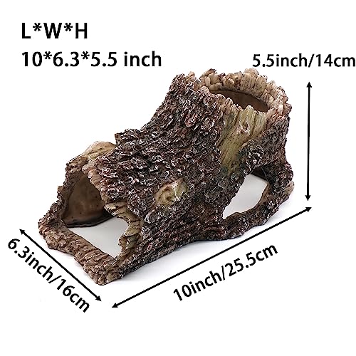 relaqcc Tree Trunk Cave Aquarium Decoration Reptile Cave Climb Hideout Hideaway, Betta Log Resin Wood House Fish Tank Decorations for Betta Fish, Shrimp, Lizards, Leopard Gecko - style: Type-C