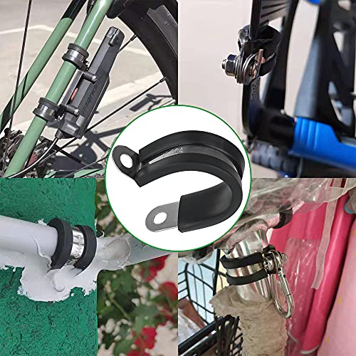 OURU 56PCS Cable Clamps Assortment Kit,6 Sizes—1/4" 5/16" 3/8" 1/2" 5/8" 3/4" Stainless Steel Rubber Coated Cushioned Insulated Cable Clamp,Automotive Cable Wire Clamps,Pipe Clamps,Metal Clamp - size: 56pcs - 1/4", 5/16", 3/8", 1/2", 5/8", 3/4"