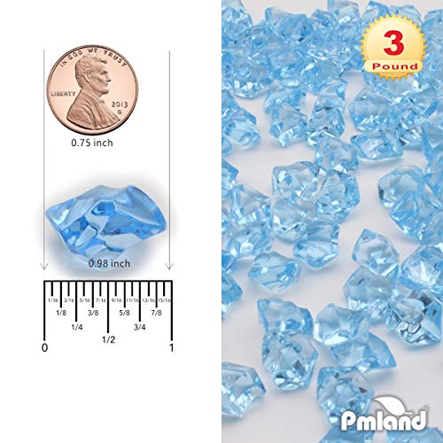 PMLAND Clear Fake Ice Rocks – 550 Pcs Large Light Blue Acrylic Gems Crushed Plastic Diamonds, 3 Lbs / 2.25 Quarts Bulk Vase Filler for Centerpieces Wedding Theme Décor Aquarium Table Scatter - color: Light Blue