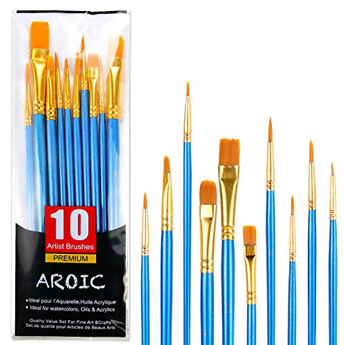 Acrylic Paint Brush Set, 1 Packs / 10 pcs Watercolor Brushes Painting Brush Nylon Hair Brushes for All Purpose Oil Watercolor Painting Artist Professional Kits. - color: Blue, size: 10pcs