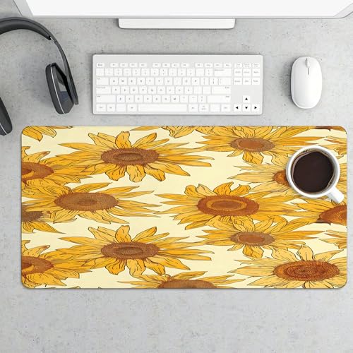 XXL Gaming Mouse Pad Sunflower Vintage Flower XXL Gaming Mouse Pad Large Desk Mat Protector for Desktop, Anti-Slip Rubber Extended Computer Keyboard Mat Writing Pad, 11.8 * 27.5 in,B-1484 - color: B-1484, size: 11.8*27.5 In