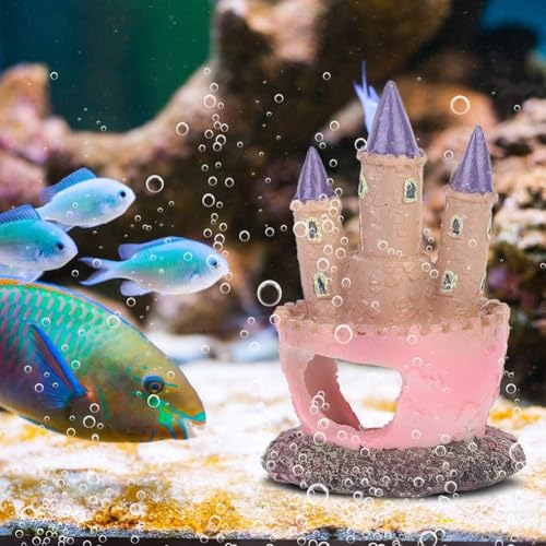 Castle Aquarium Decoration, Castle Fish Tank Decorations Girl Aquarium Decorations Princess House Castle Fish Tank Ornament Heart Castle Aquarium Ornament for Aquatic Pets to Breed Play and Rest
