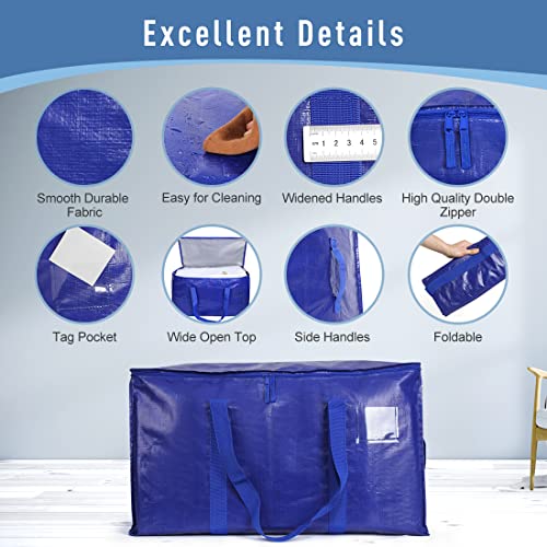 Moving Bags Heavy Duty Extra Large Storage Tote for Space Saving, Traveling Organizer, with Zippers & Strong Carrying Handles Alternative to Moving Boxes, Packing Supplies (Set of 6) - color: 6-package-Blue