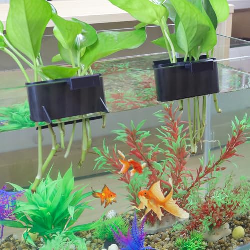 Aquarium Plant Holder，Plastic Fish Tank Plant Holder，Hanging Aquarium Planter Cup for Fish Tank Live Plants - color: Short