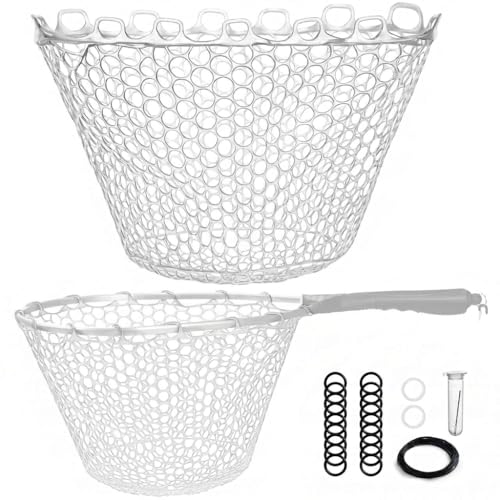 Riverruns Rubber Net Replacement with Repair Kit Fly Fishing Net Replacement Knotless Netting Bag for Rubber Fishing Net, Catch & Release - color: Transparent, size: 13.8" Dia x 9.8" Depth (39.4" Circumference )