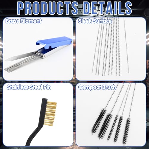 9Pcs Carburetor Cleaning Tool, Carb Jet Cleaning Kit & Welding Tip Cleaner with Stainless Steel Needles, Brushes & Hooks for Motorcycle ATV Chainsaw & Welder Professional - color: A-Style-9PCS